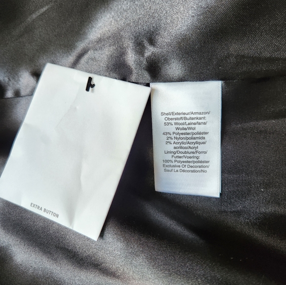 DKNY Black Wool Coat Womens Xl Long Zipper Pockets Button - Picture 8 of 14